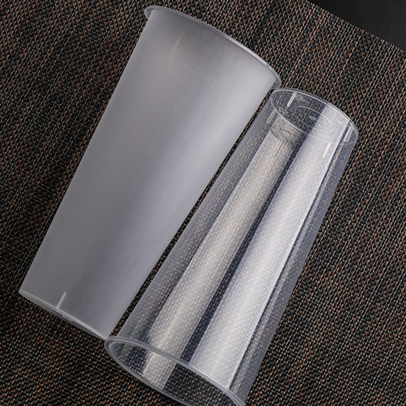 Disposable 500ml700ml90 caliber net red milk tea cup cute custom logo plastic cup household with lid