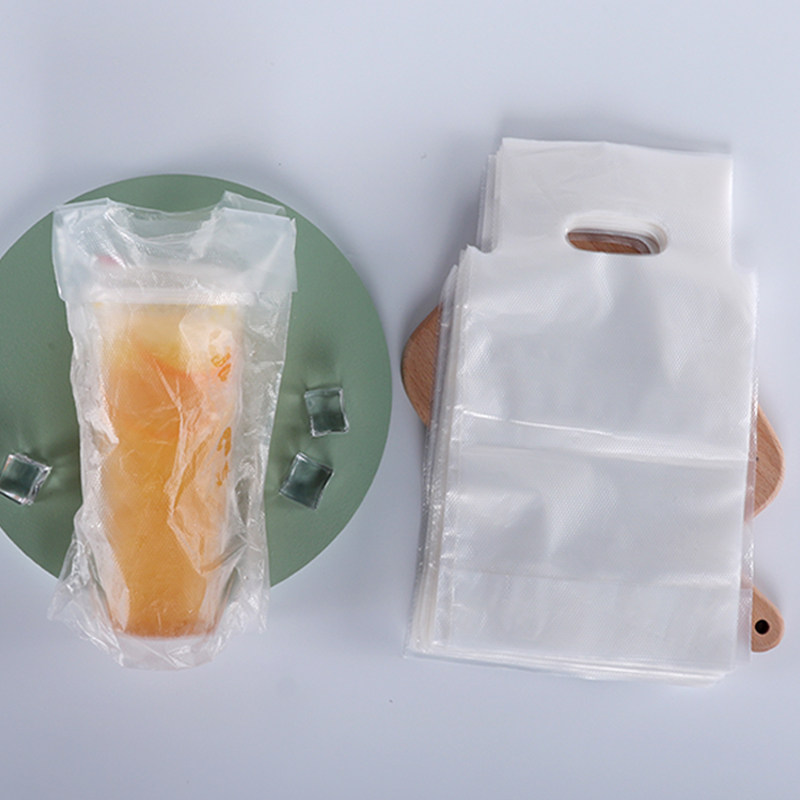 Disposable portable transparent packaging bag milk tea bag single and double cup bag delivery coffee bag portable plastic bag