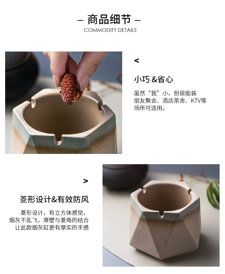 Porcelain color beautiful ashtray up with the new Chinese style of creative move large household multi - functional office ceramic ashtray trend