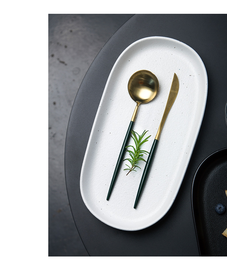 Porcelain color beauty Japanese simple ceramic plates rectangular fish dish home 0 creative posed the western food steak dish