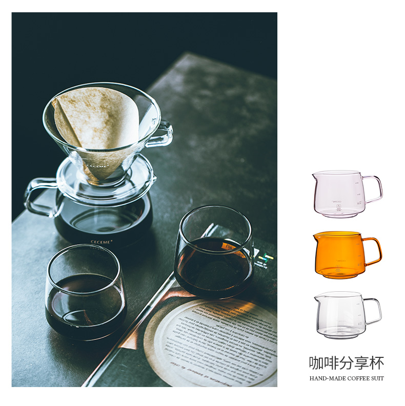 Share Porcelain color beauty heat - resistant glass coffee pot home with handles coffee pot of coffee equipment packages