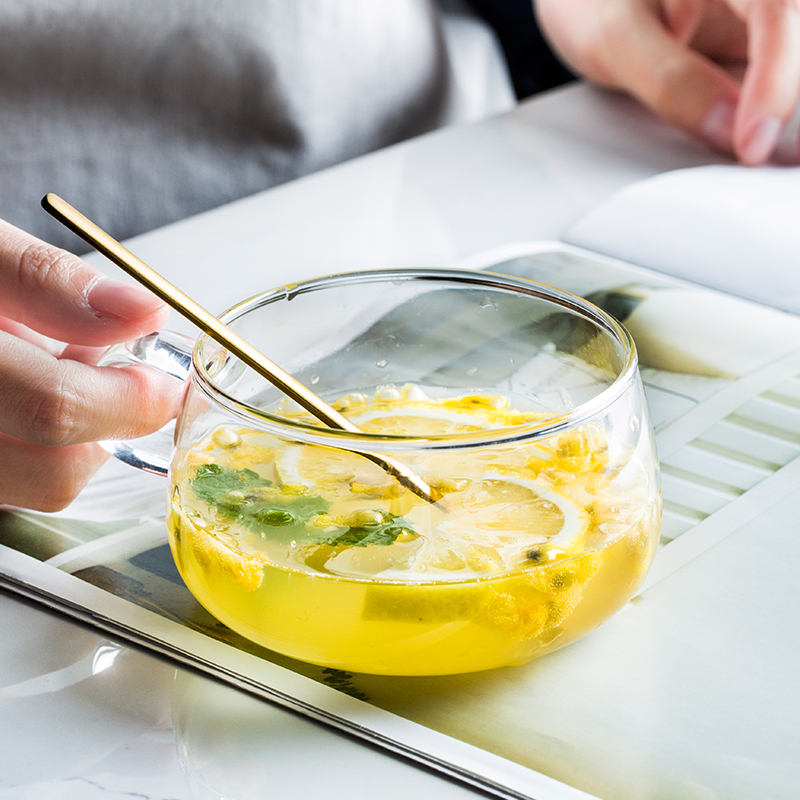 Porcelain color beauty heat - resistant double - layer transparent glass cup cup upset against the hot take small cups kungfu tea set