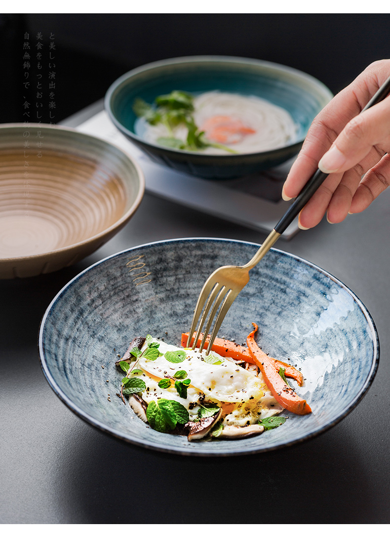 Porcelain color beauty of Japanese ceramic bowl relief rainbow such always pull household soup bowl rainbow such use large salad bowl dish bowl of tableware restoring ancient ways