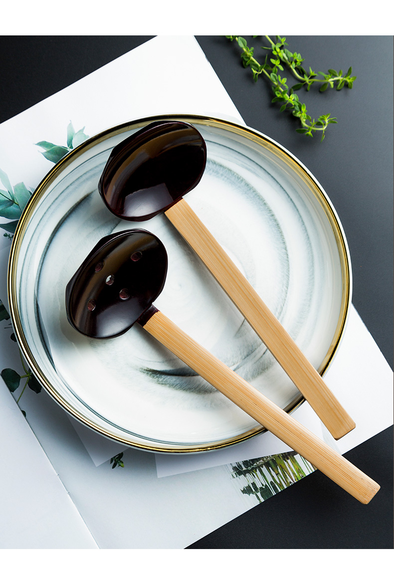 Porcelain color beauty of Japanese ramen soup spoon, run back home wooden spoon, smaller wooden spoon, ltd. hot pot spoon colander