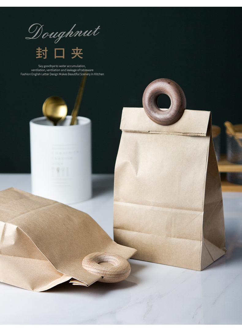 Porcelain color beauty Nordic ins creative wooden sealing clip food snack bags sealing clamp tea powder clip