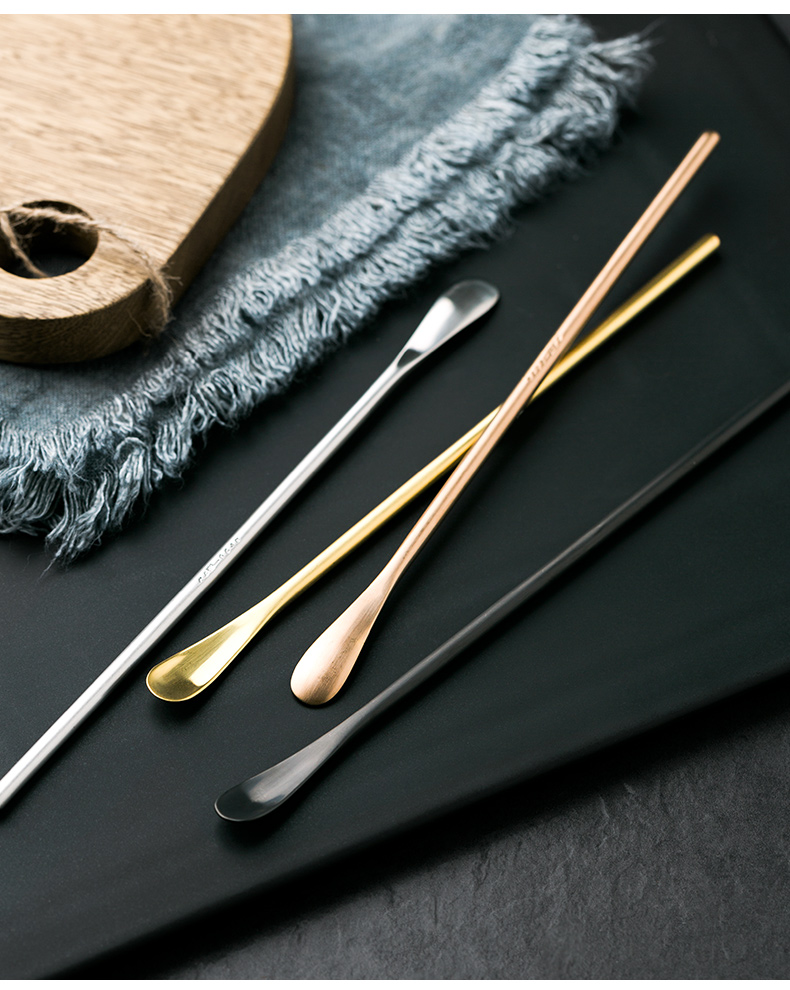 Porcelain color beauty stainless steel ladles mixing spoon, coffee spoon, creative ice run honey cocktail swizzle stick