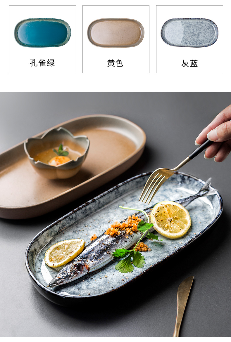 Porcelain color beauty of Japanese ceramic plate creative household large fish dish rectangular plate expressions using shallow dish plate tableware restoring ancient ways