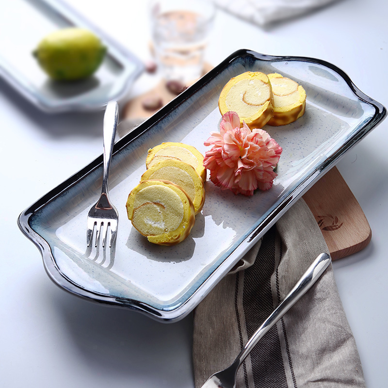 Large fish household ceramic plate strip dish creative rectangle plate character continental food pastry heart plate