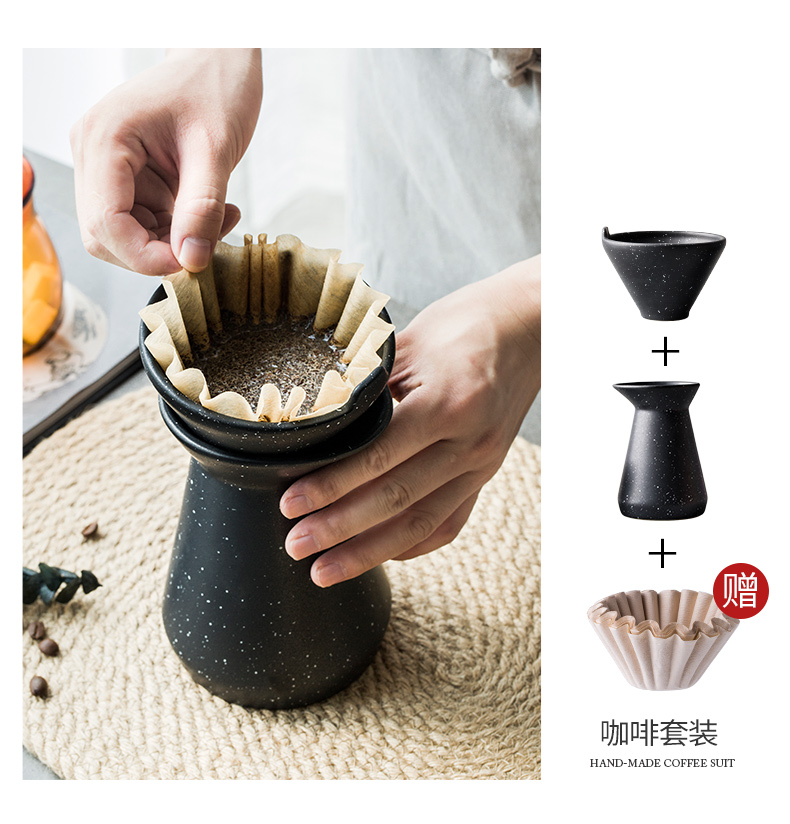 Beauty color porcelain ceramic filter coffee cup share drip coffee pot pot hand type filter coffee equipment suit