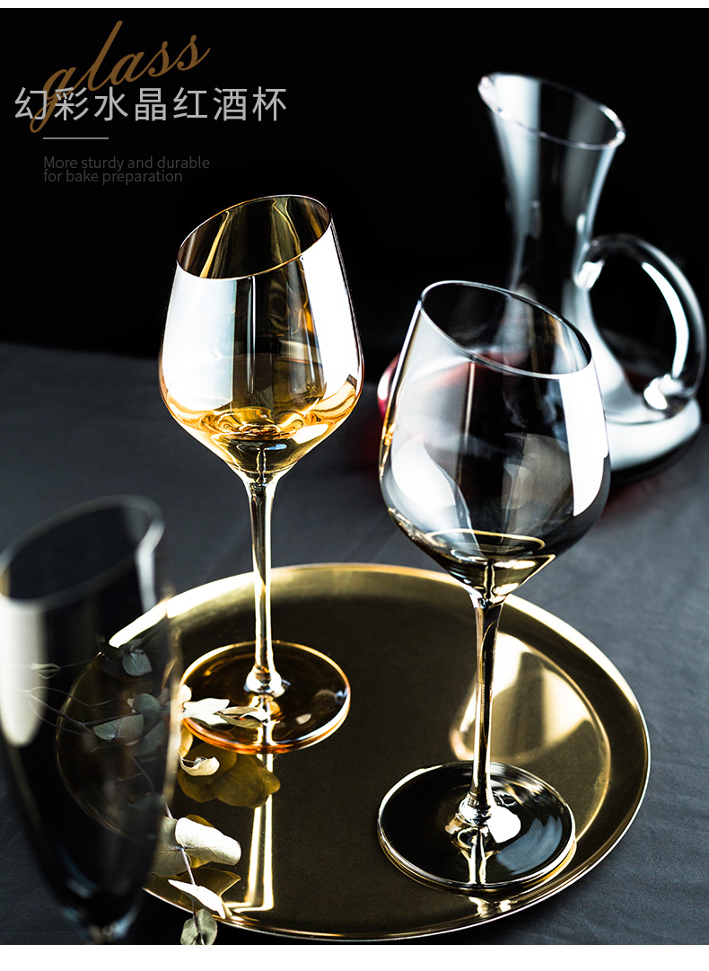 Porcelain color beautiful colored inclined family crystal glass red wine goblet champagne cups of wine glass ou