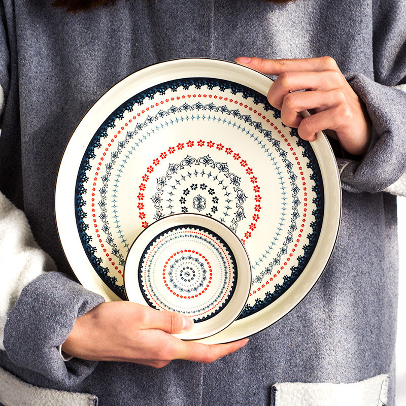 Creative folk ceramic plate western pasta dish breakfast dish move dessert snacks baking dish household food dish