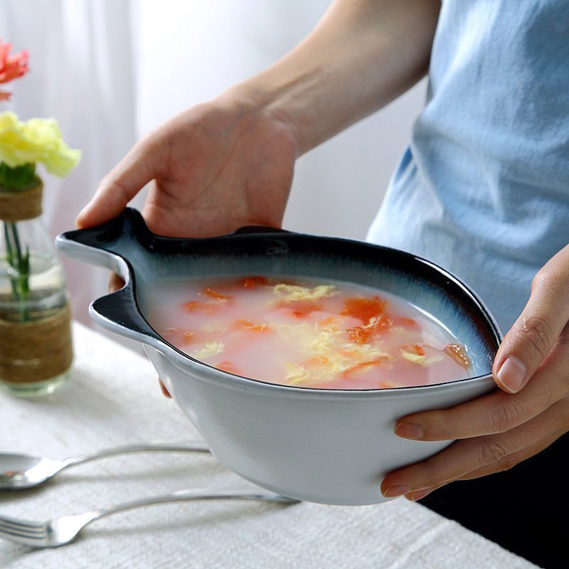 Nordic special-shaped bowl home soup bowl Bowl bowl of instant noodle bowl creative ceramic salad bowl dining room tableware pickled fish bowl