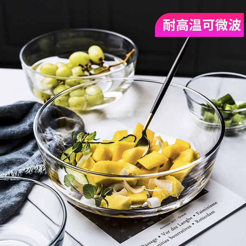 Porcelain beauty creative fruit salad bowl home heat resistant glass transparent bowl dessert bowl small bowl large bowl stirring bowl