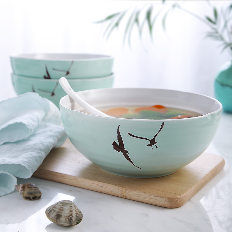 Porcelain color beauty creative to clearance 】 【 large soup bowl ceramic household food bowl rainbow such use tableware