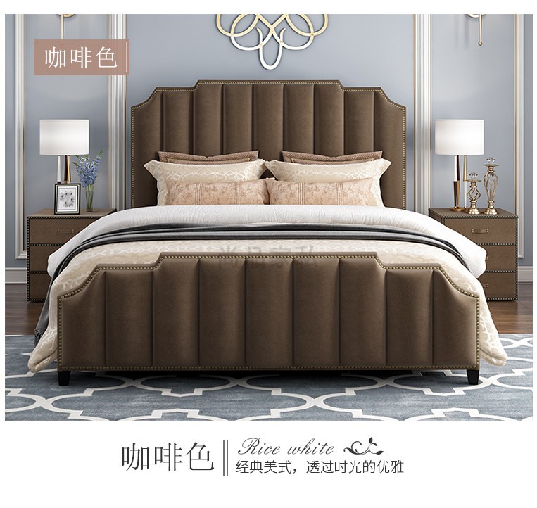 Giường vải Mỹ 1,8 m phòng ngủ chính giường đôi hiện đại ánh sáng sang trọng vải giường Bắc Âu giường mềm giường công chúa giường - Giường giường sắt