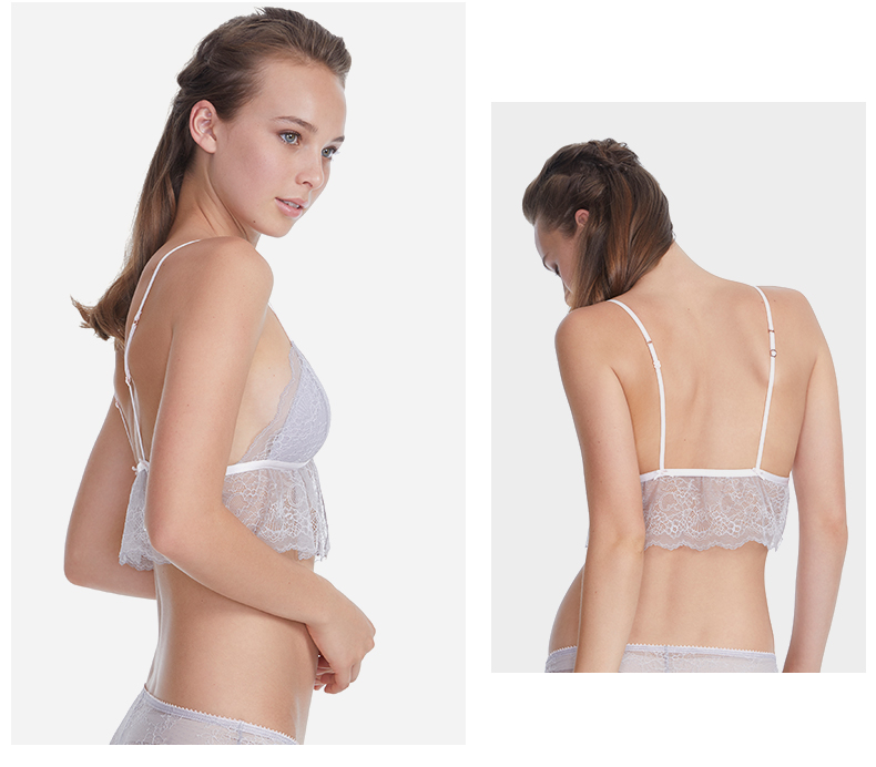 6IXTY8IGHT 68 không có vòng thép ren cô gái áo lót mỏng gợi cảm nữ BR06318 ao lót cho con bú