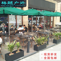 Outdoor table and chairs with umbrella milk tea shop Café umbral umbrellas Commercial advertising sunumbrella Outer swing table and chairs umbrella
