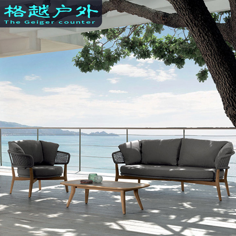 High-end outdoor rattan chair coffee table combination rattan table and chair villa courtyard terrace leisure Nordic simple sofa