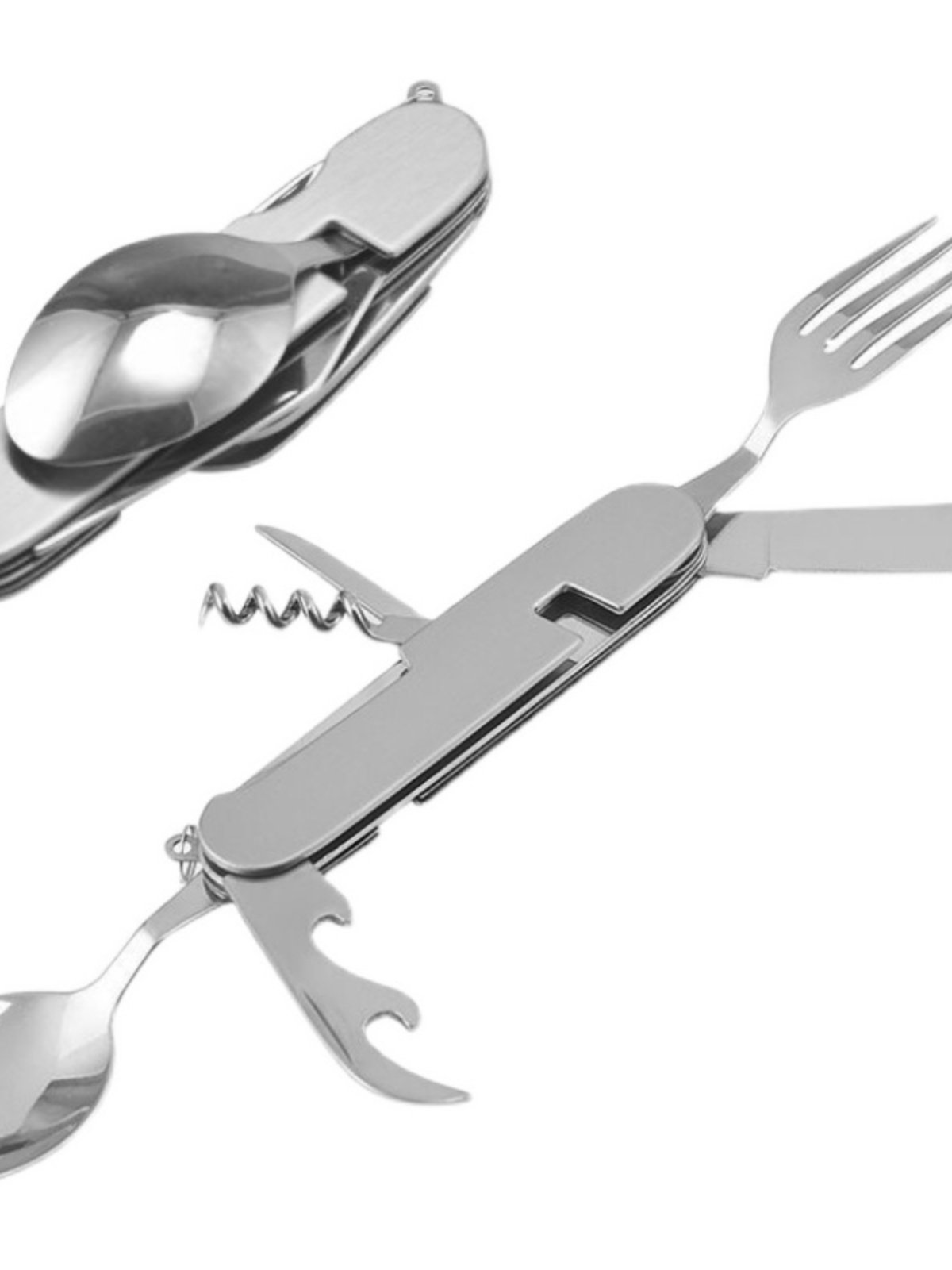 4-in-1 Detachable Multifunctional Outdoor Camping Foldableing Knife, Fork and Spoon Combination Fork Spoon Tableware Stainless Steel Table Spoon