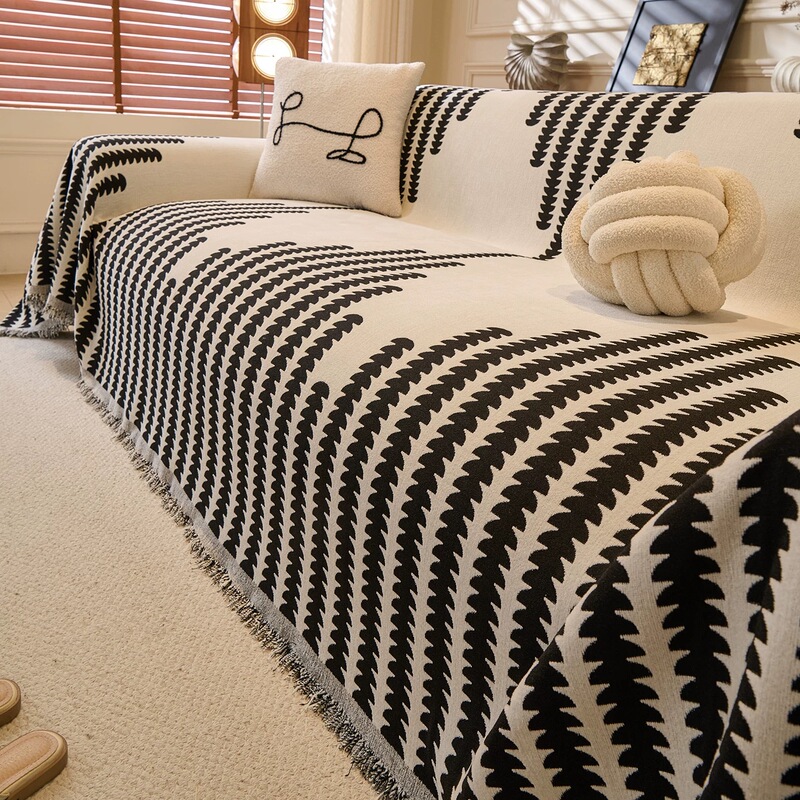 【230 Extra Wide】Wheat Ears Anti-Slip Sofa Cover, All-Season Chenille Sofa Blanket, Sofa Slipcover