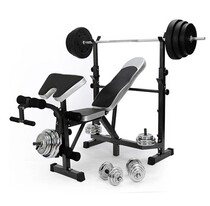 Multifunctional weightlifting bed Bench press rack barbell set Squat rack Fitness equipment Household high rod barbell bed