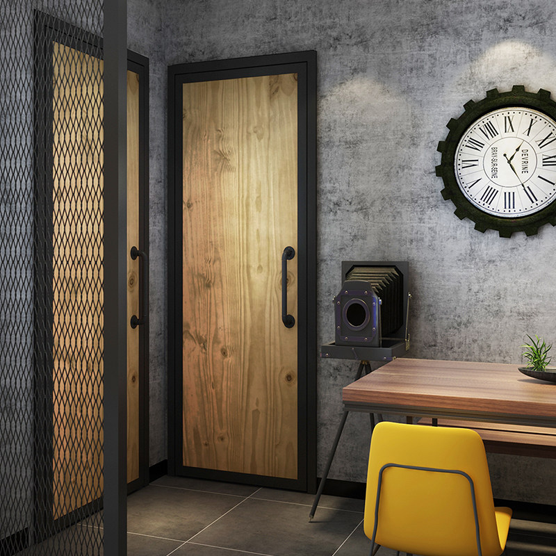 Industrial style wrought iron solid wood door retro door net red vibrato bar restaurant box door toilet door customization