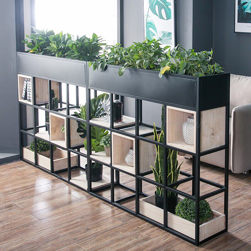 Iron Art Office Partition Shelve Coffee Shop Dining Room Decoration Flower Shelf Floor Green Planting Creative Screen Show Shelf
