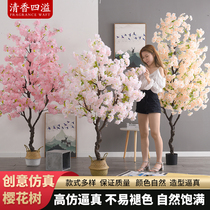 Simulated cherry blossom pot pot pot view living room decorated flower plant plant simulation flower