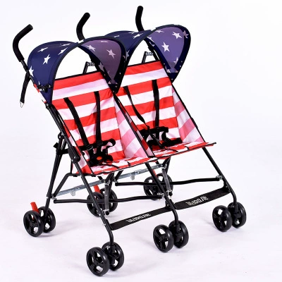 Сверхлегкая складная коляска для близнецов, тележка с зонтиком, амортизация