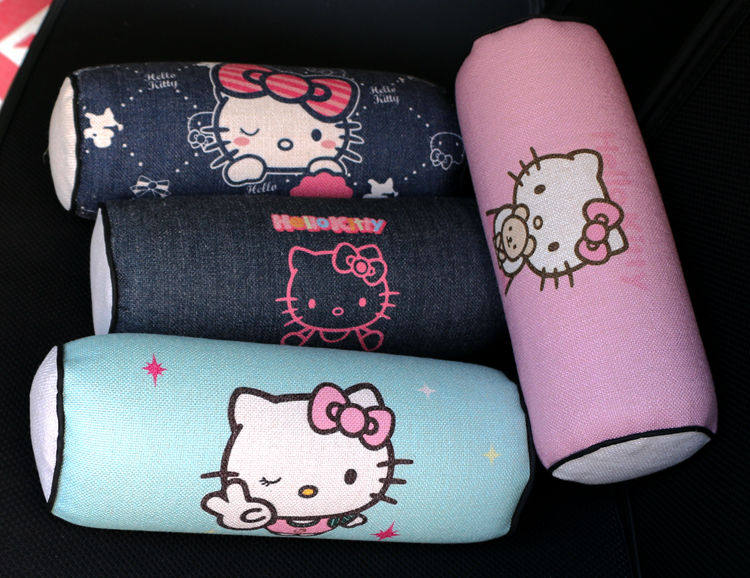 Cartoon car neck pillow cute headrest female headrest cylindrical pillow cotton linen car pillow for car