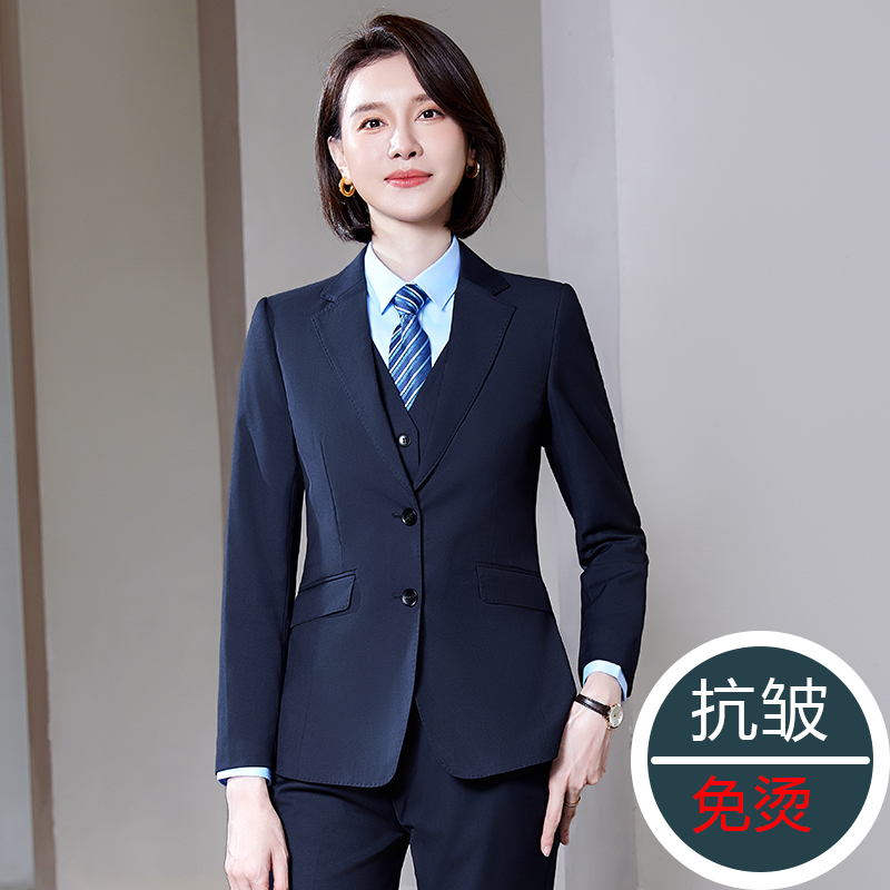 Navy Blue Suit Set for Women, Spring and Autumn, High-End Professional Formal Suit Jacket, Slim Fit, Two-Button, Interview Workwear