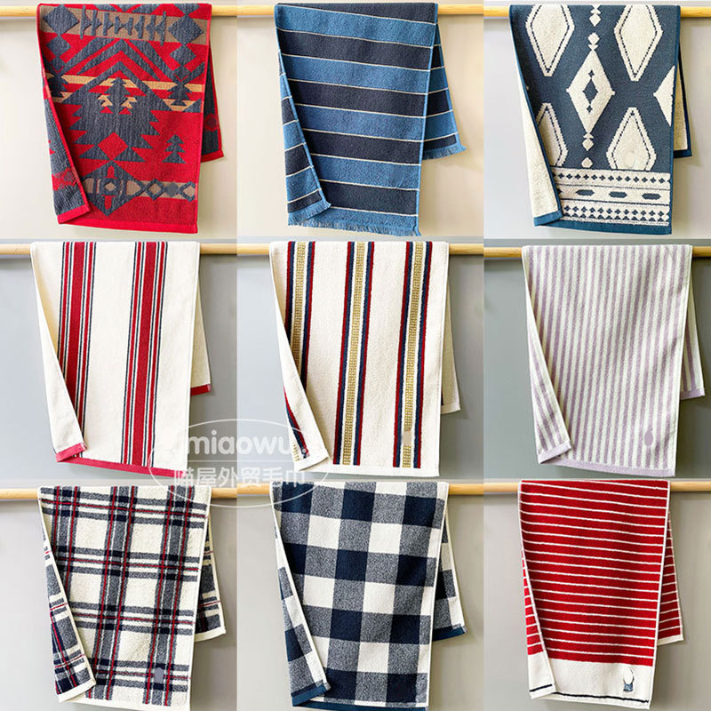 Export Japanese Order Classic Embroidered Towel Gentleman's Combed Cotton Couple Face Towel Soft Thick Absorbent British Style