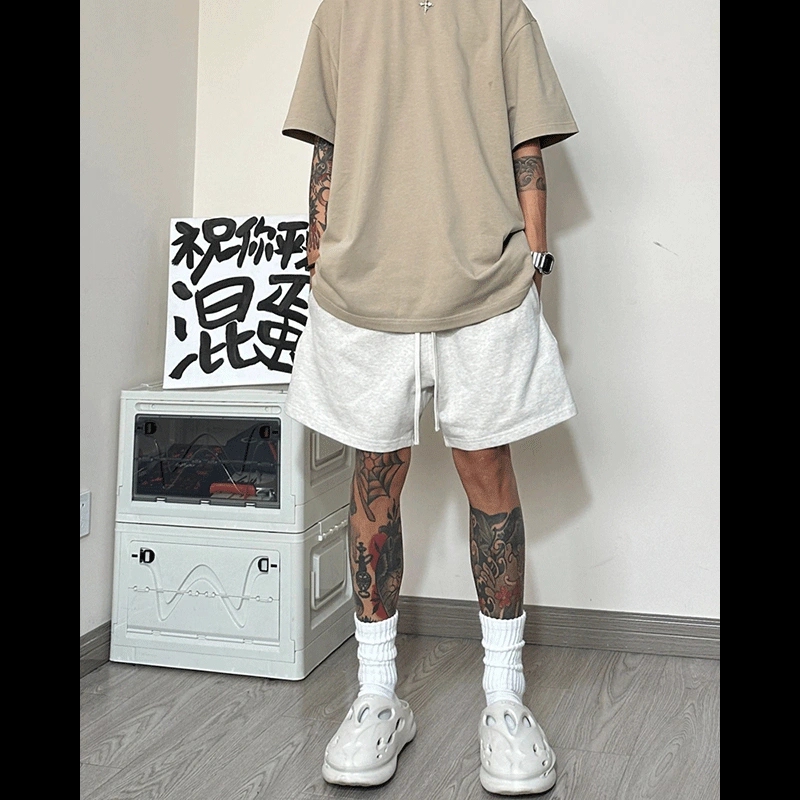 Pure Cotton~ Summer American Casual Loose Sports Shorts for Men, Street Fashion Brand Basketball Solid Color Five-Point Pants