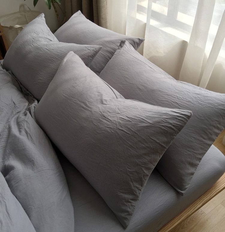 Vỏ bông dày giặt sạch màu vỏ gối đơn 48 74cm vỏ gối đặt bông gòn màu xám bạc - Gối trường hợp gối nằm cho bé