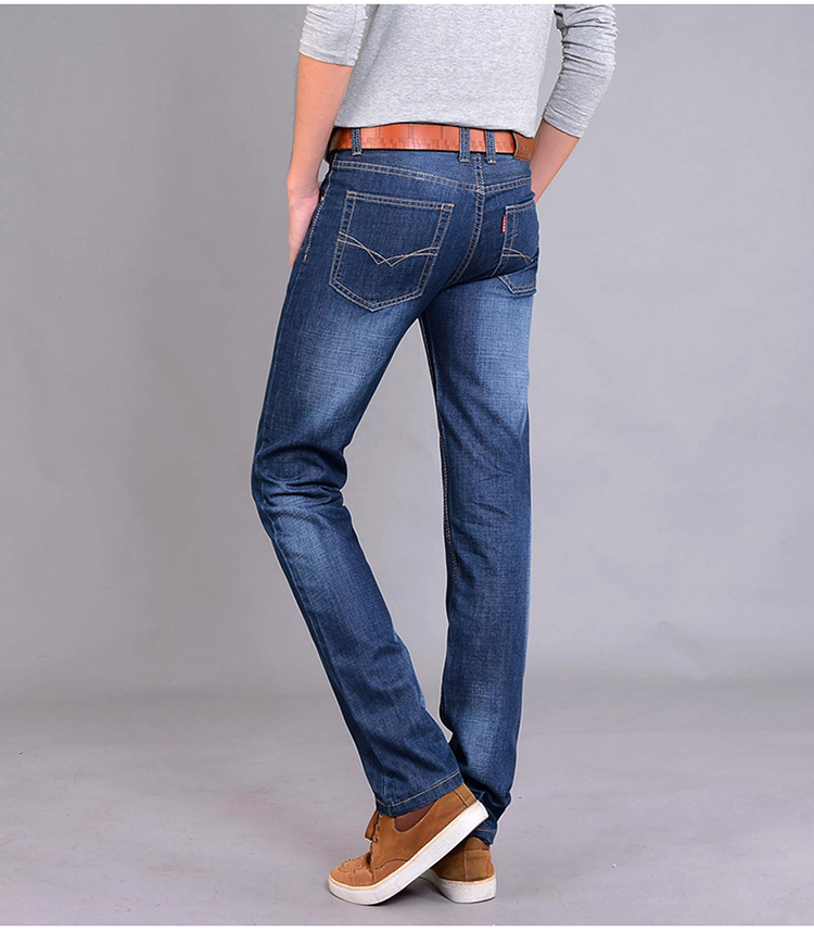 Mùa hè mỏng jeans của nam giới kinh doanh lỏng kích thước lớn thường xuyên thẳng người đàn ông giản dị của cotton thanh niên cao eo