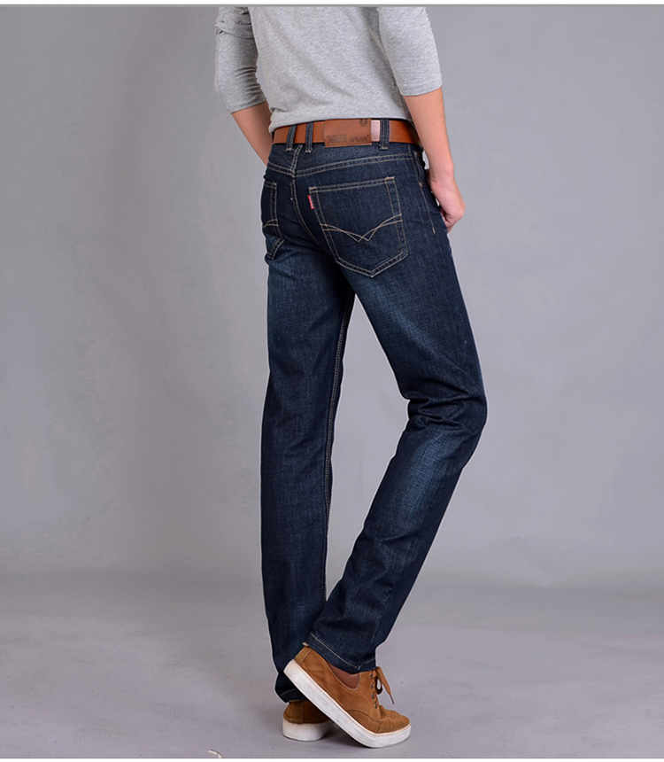 Mùa hè mỏng jeans của nam giới kinh doanh lỏng kích thước lớn thường xuyên thẳng người đàn ông giản dị của cotton thanh niên cao eo