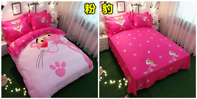 Cotton Hello Kitty bốn mảnh cô gái tim quilt cover sheets cotton phim hoạt hình kt mèo trẻ em giường trampoline ba mảnh