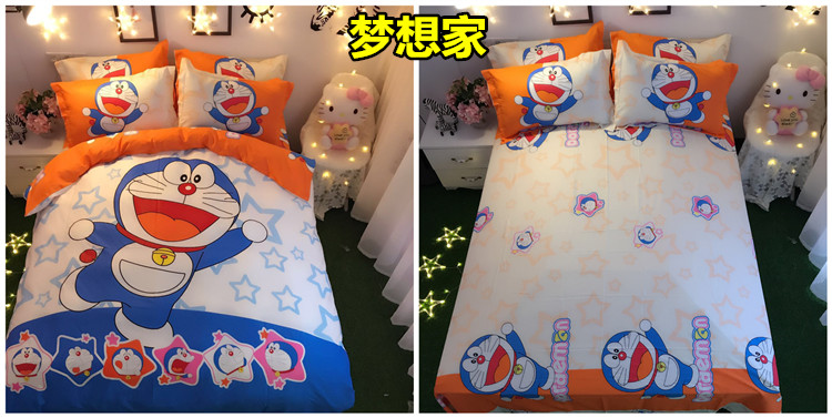 Cotton Hello Kitty bốn mảnh cô gái tim quilt cover sheets cotton phim hoạt hình kt mèo trẻ em giường trampoline ba mảnh