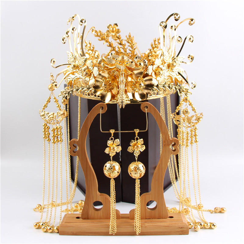 2018 new Xiuhe dress bridal headdress Chinese red costume Wedding hair accessories toast dress classical accessories