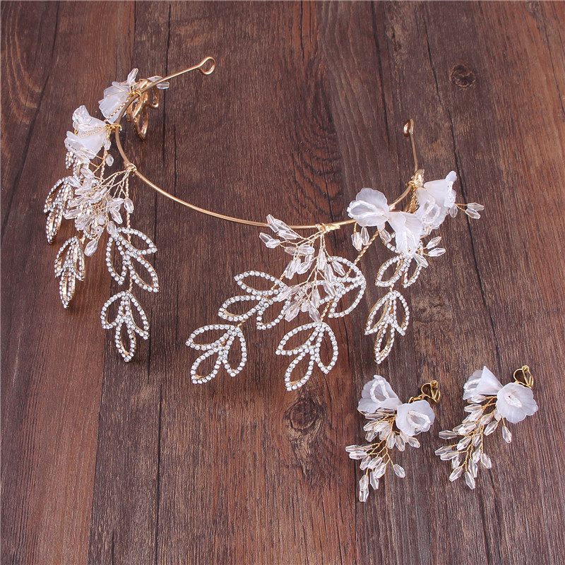 Crown Head Accessories Adult Bride Atmosphere Wedding Crown Prince Crown 2018 New Korean Wedding Dress Accessories Princess Leaf Hair Stirrup