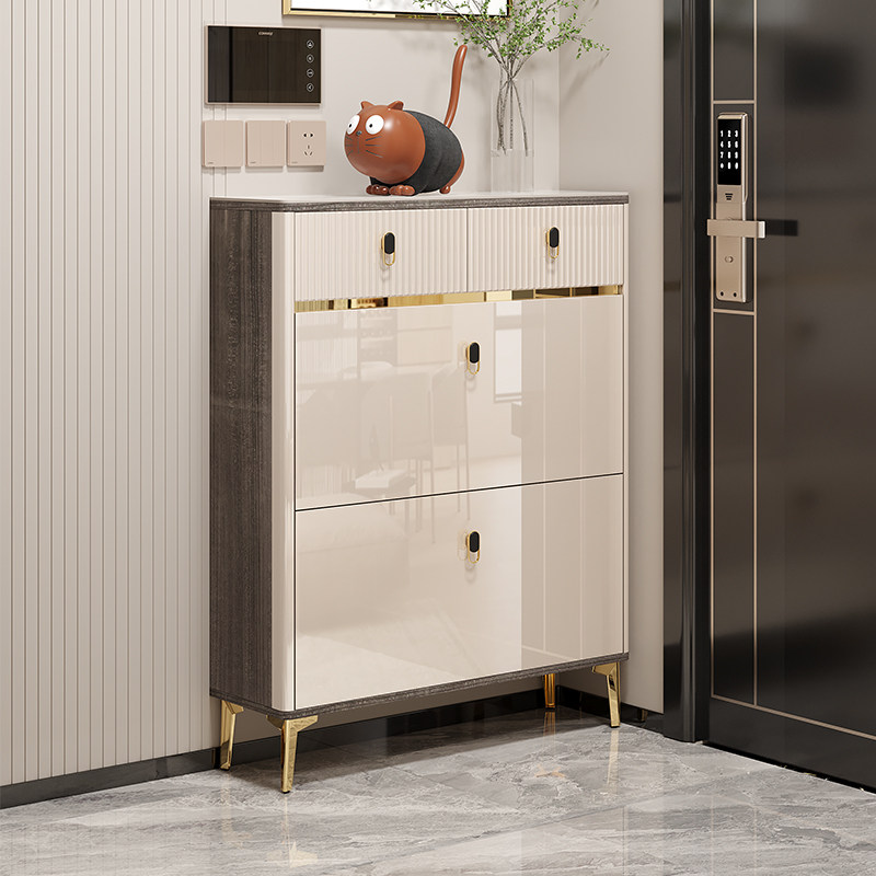 Entrance Light Extravagant Ultra Slim Tipping Bucket Shoe Cabinet 17cm Narrow Home Doorway Minimalist Modern New Genguan Cabinet Small Family-Taobao