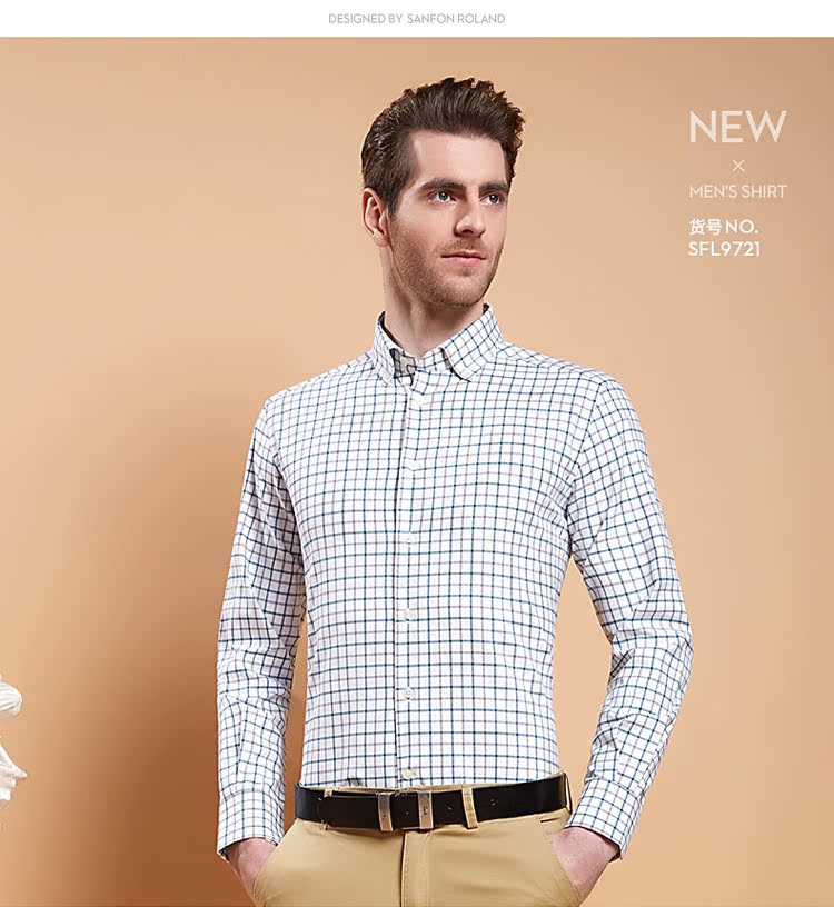 Paul nam mùa thu áo sơ mi kẻ sọc Cotton Oxford kinh doanh dệt may thanh niên giản dị Slim kích thước lớn áo sơ mi dài tay áo sơ mi hàng hiệu