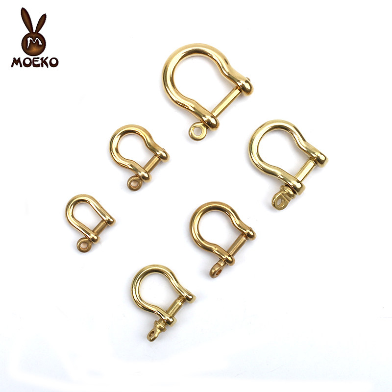 Pure Copper Brass Japanese Horseshoe Buckle Keychain European Unloading Key Bag Buckle U-shaped Buckle Leather Luggage Accessories