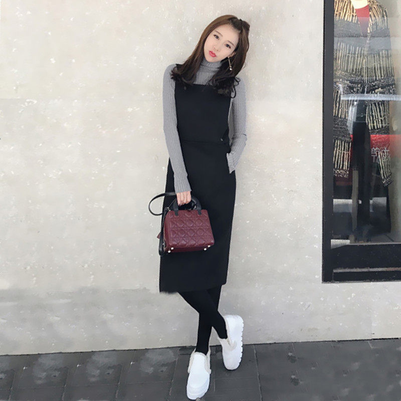 sandro moskoloni small fragrant wind sweater suit dress 2022 autumn and winter Korean version Temperament Cuddling bag dress Two sets