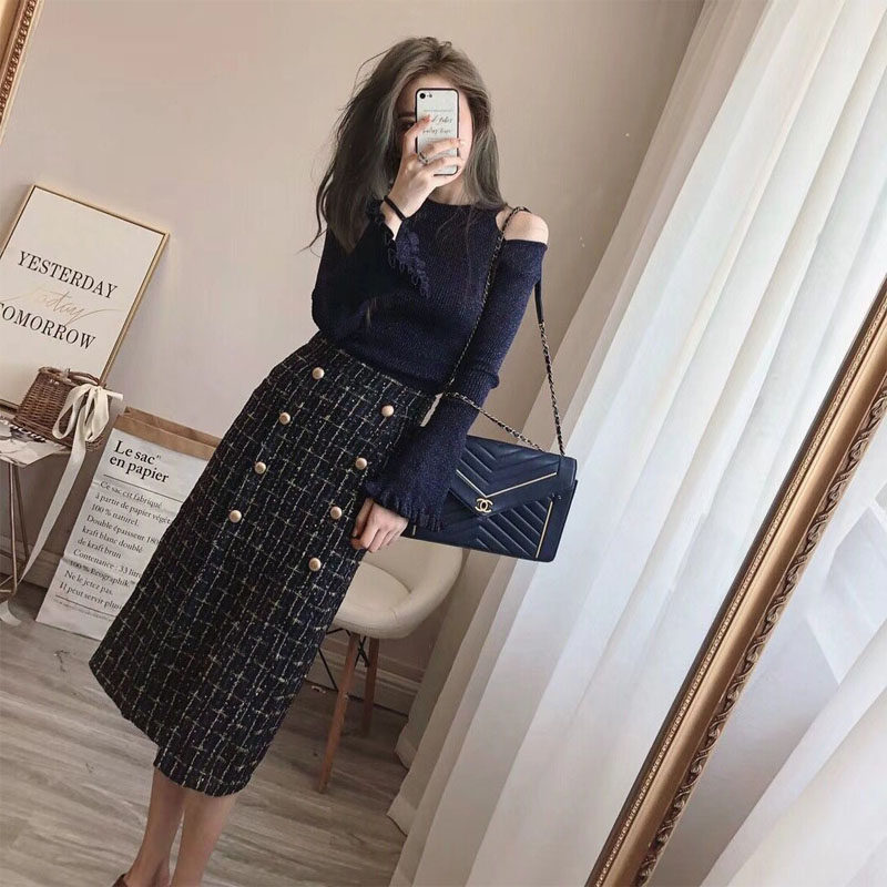sandro moskoloni small balsamic nature name yuan two sets Korean version knitted sweater half body skirt suit woman