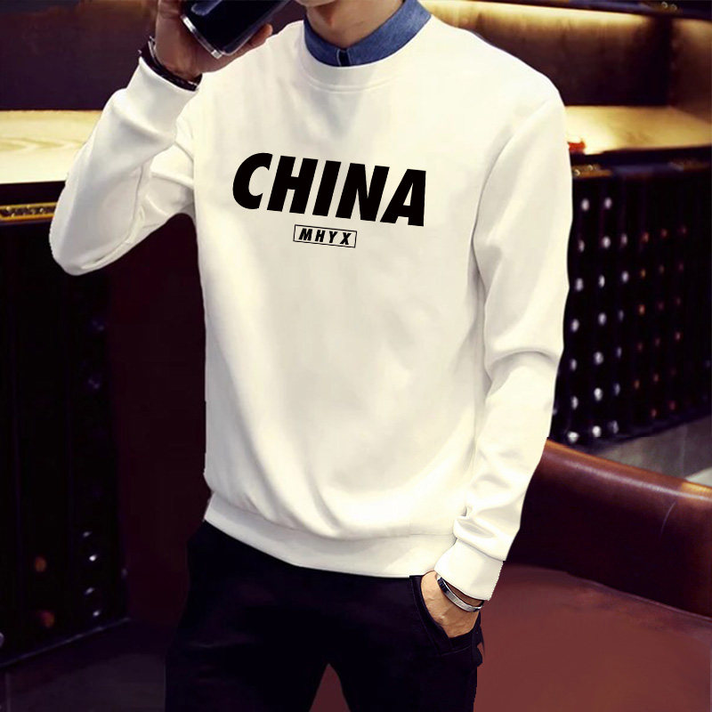 Hong Kong Chauded round pilotage thick cotton T men 2022 autumn winter new gush loose long sleeves T-shirt trendy lovers blouses