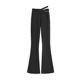 Drape Slit Slightly Pulled Pants Women's Summer Design Niche Horseshoe Pants High Waist Elastic Slim Slender Casual Trousers