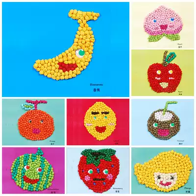 Fruit hand-rubbing paper stickers for children handmade materials kindergarten parent-child class summer nursery class paper painting