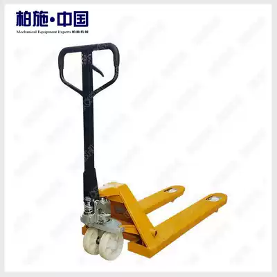Shanghai Baishi manual hydraulic truck 3 tons hydraulic truck ground cattle truck 3T nylon wheel stacker cart