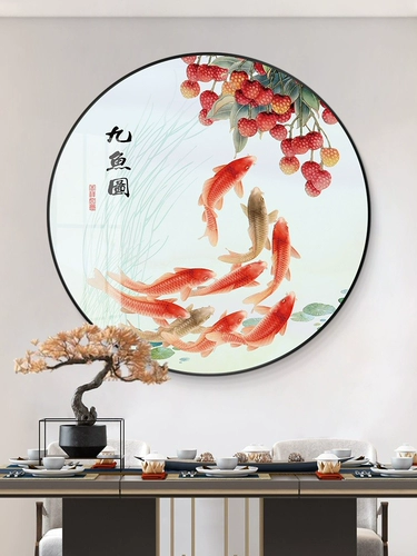 Jiutu Fortune Torch крыльца гостиная декоративная живопись ресторан коридор висящие картины Новая китайская круглая карта легкая роскошная привлечение современного